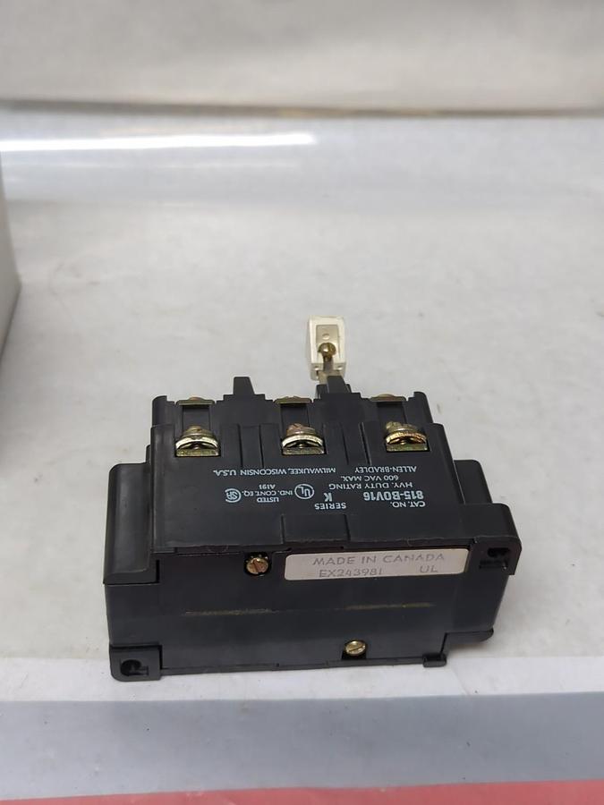 Used ALLEN BRADLEY,815-B0V16,MOTOR STARTER OVERLOAD RELAY SERIES K 600VAC PRE-OWNED