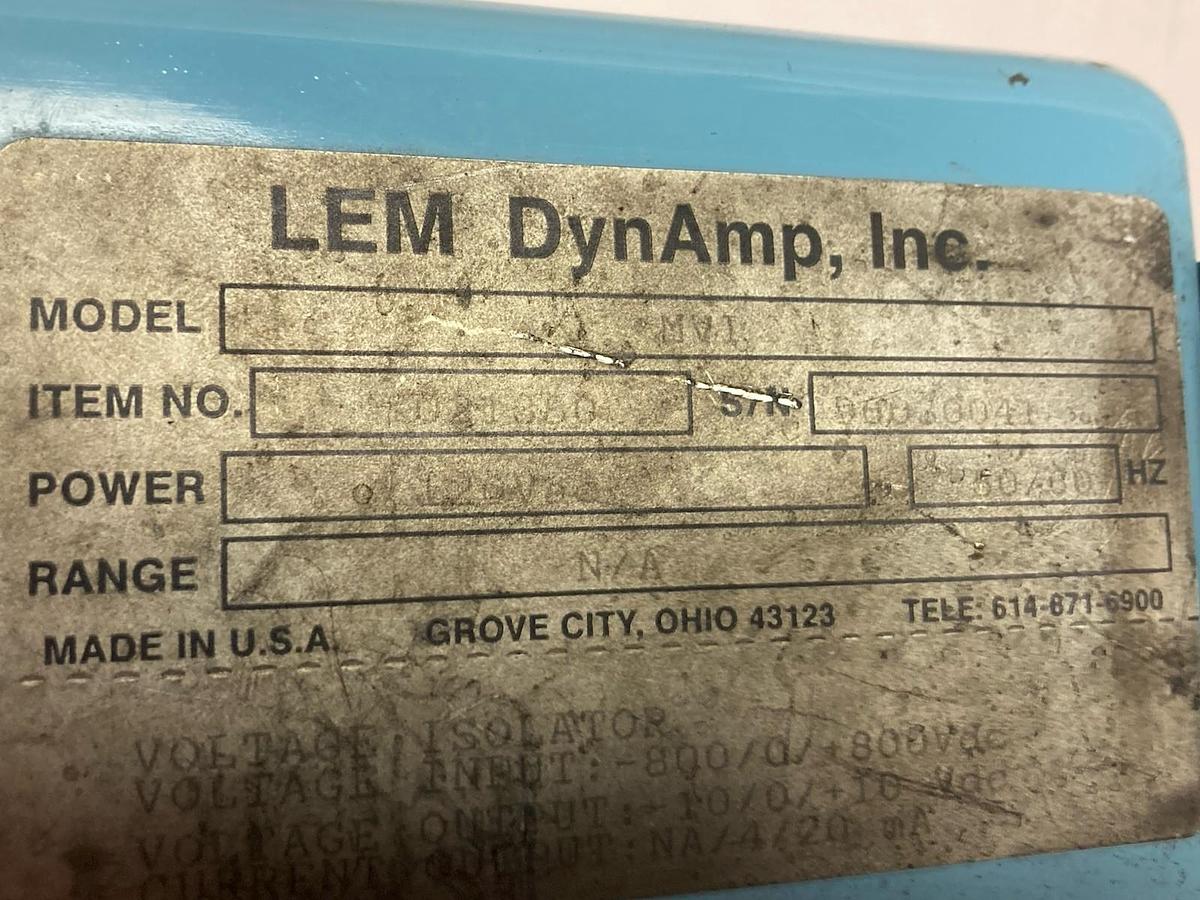 Used Lem Dynamp,021380,Model MVI Voltage Isolator 120VAC 50/60HZ