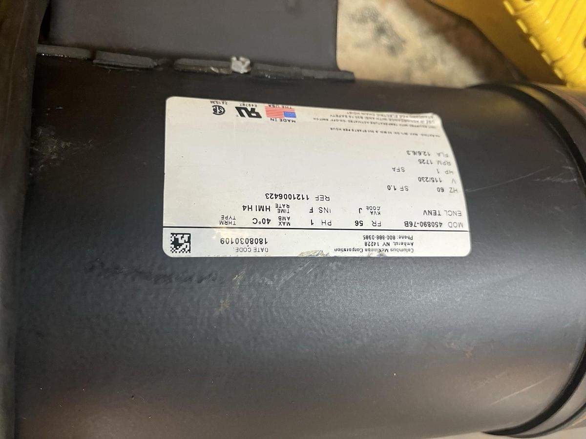 Used BUDGIT,2 TON,SINGLE PHASE ELECTRIC HOIST 120V 1PH 10FT CHAIN