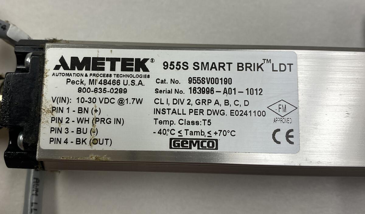 Used Ametek,955SV00190,Linear Position Sensor W/ Magnet