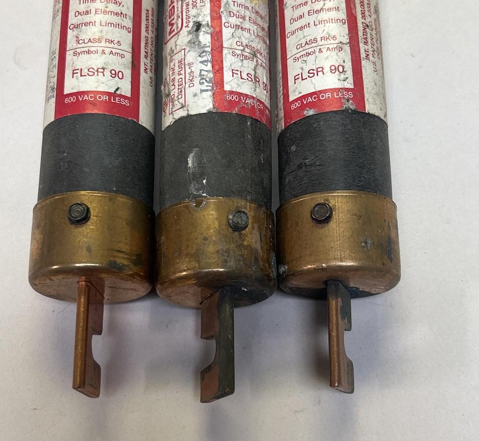 Used LITTELFUSE,FLSR90,TIME DELAY FUSE 90A 600V LOT OF 3