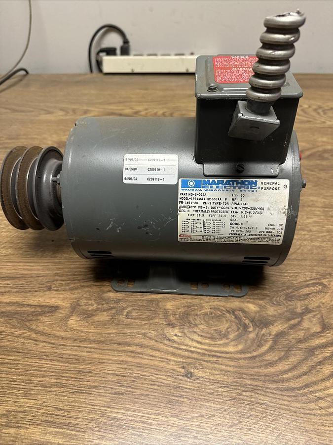 Used Marathon Electric,PB145TTDR5668AA,2HP 3PH 1740 RPM