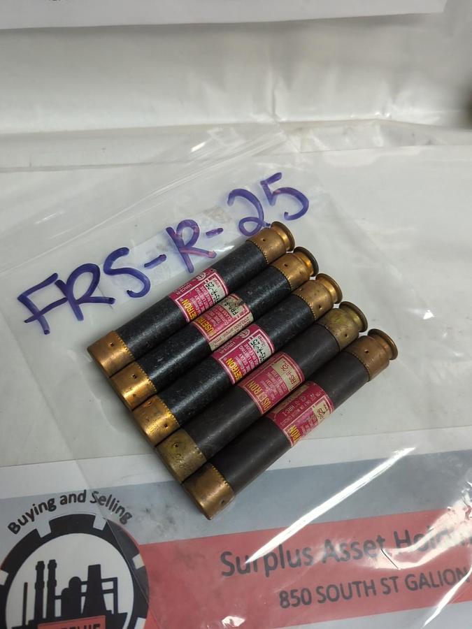 Used COOPER BUSSMANN,FRS-25,FUSETRON 25 AMP FUSE LOT OF 5 PRE-OWNED