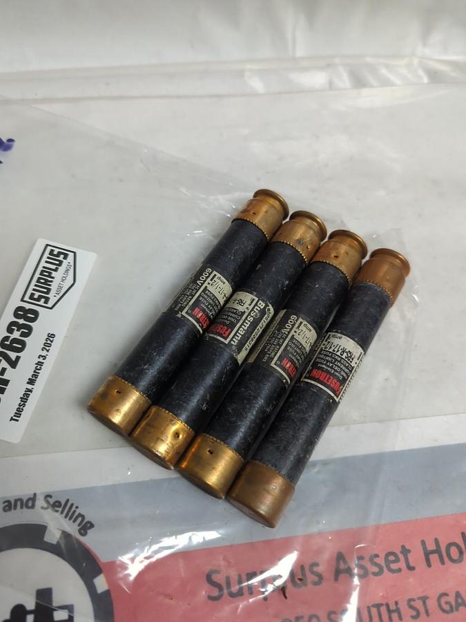 Used COOPER BUSSMANN,FRS-R-17-1/2,FUSETRON 17-1/2 AMP FUSE LOT OF 4 PRE-OWNED