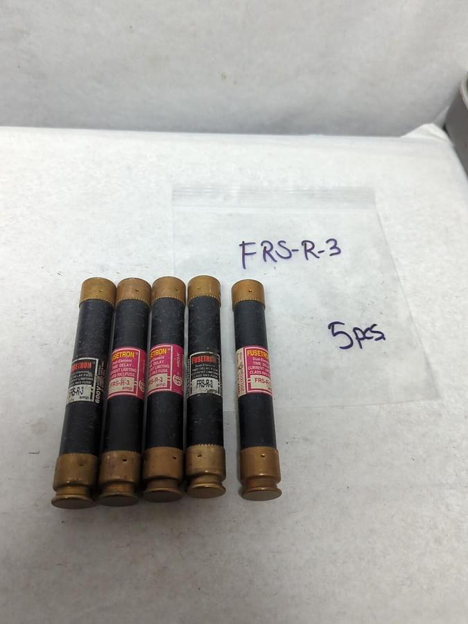 Used COOPER BUSSMANN,FRS-R-3,FUSETRON 3 AMP FUSE LOT OF 5 PRE-OWNED