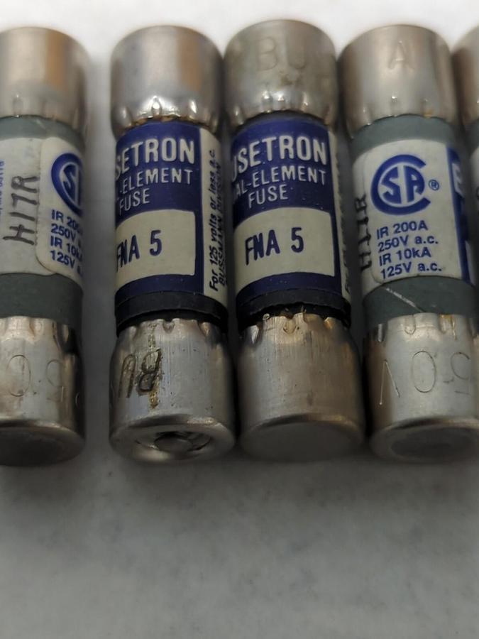 COOPER BUSSMANN,FNA-5,FUSETRON 5 AMP FUSES BOX OF 9 NOS