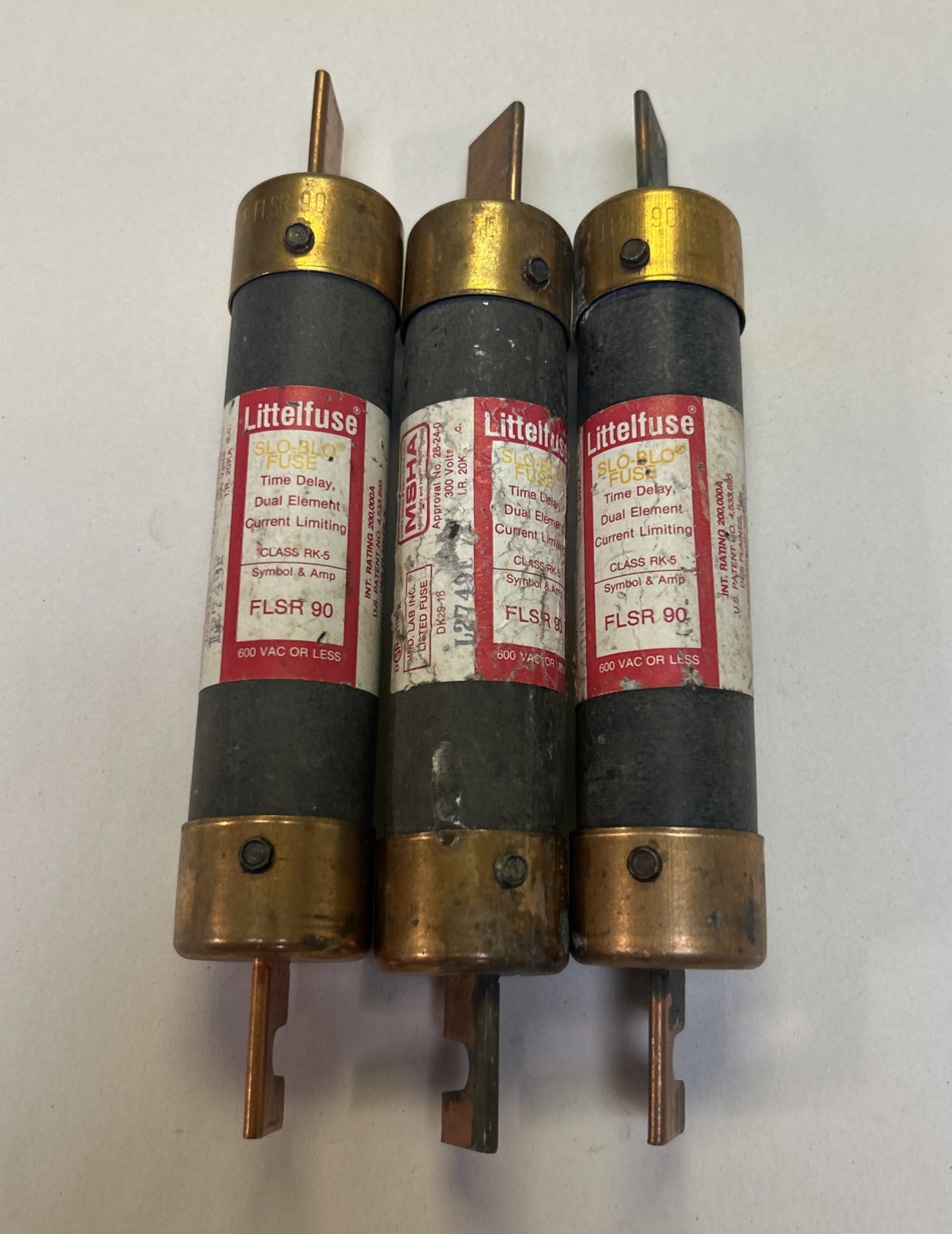 Used LITTELFUSE,FLSR90,TIME DELAY FUSE 90A 600V LOT OF 3