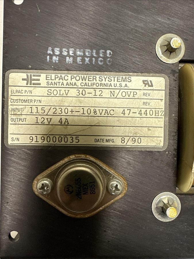Used Elpac Power Systems,SOLV 30-12 N/OVP,Power Supply