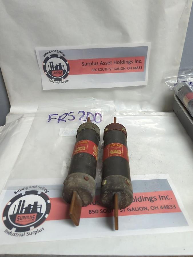 Used COOPER BUSSMANN,FRS-200,FUSETRON 200 AMP FUSE LOT OF 2 PRE-OWNED