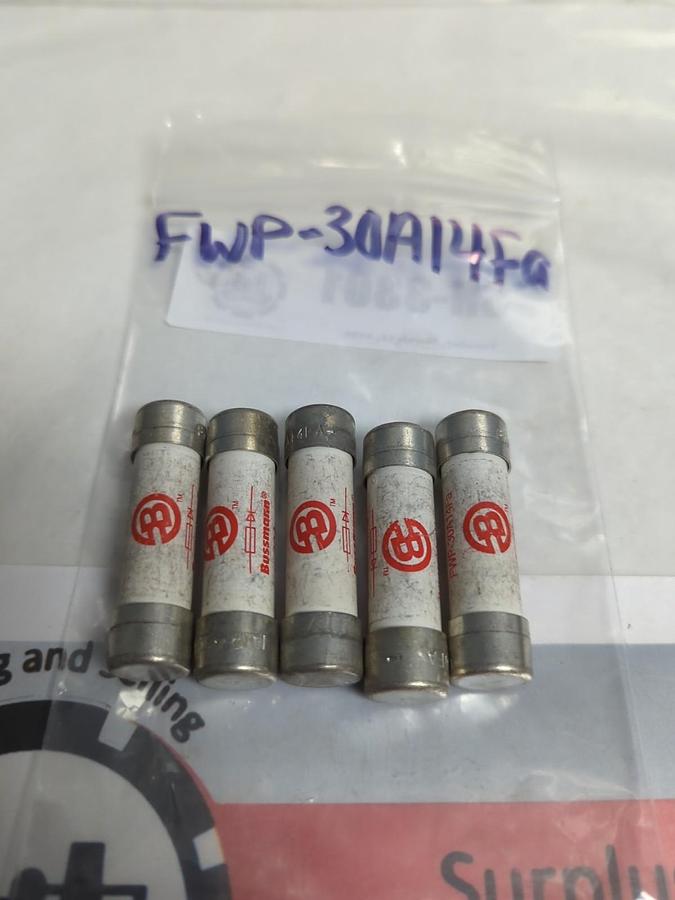 Used COOPER BUSSMANN,FWP-30A14Fa,FUSE 30 AMP FUSE LOT OF 5 PRE-OWNED
