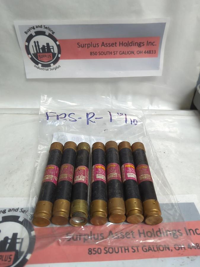 Used COOPER BUSSMANN,FRS-R-1-6/10,FUSETRON 1-6/10 AMP FUSE LOT OF 7 PRE-OWNED