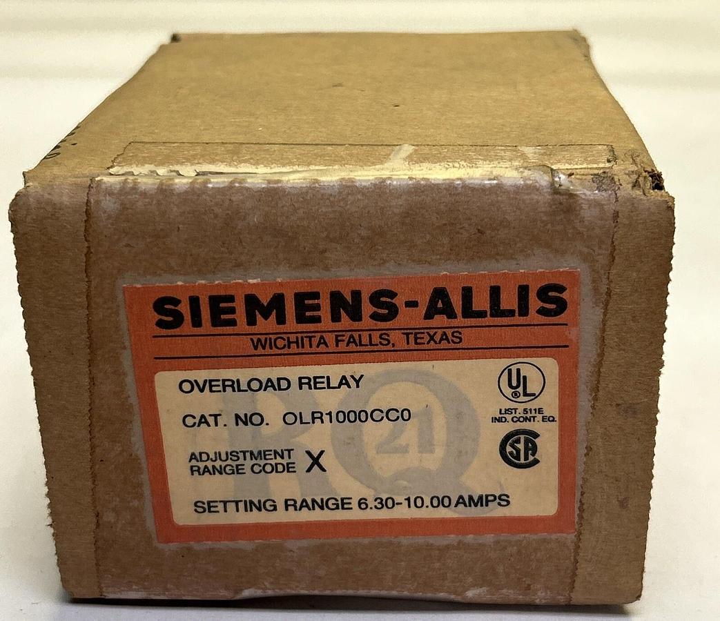 SIEMENS-ALLIS,OLR1000CC0,OVERLOAD RELAY NOS