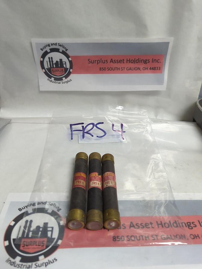 Used COOPER BUSSMANN,FRS-4,FUSETRON 4 AMP FUSE LOT OF 3 PRE-OWNED