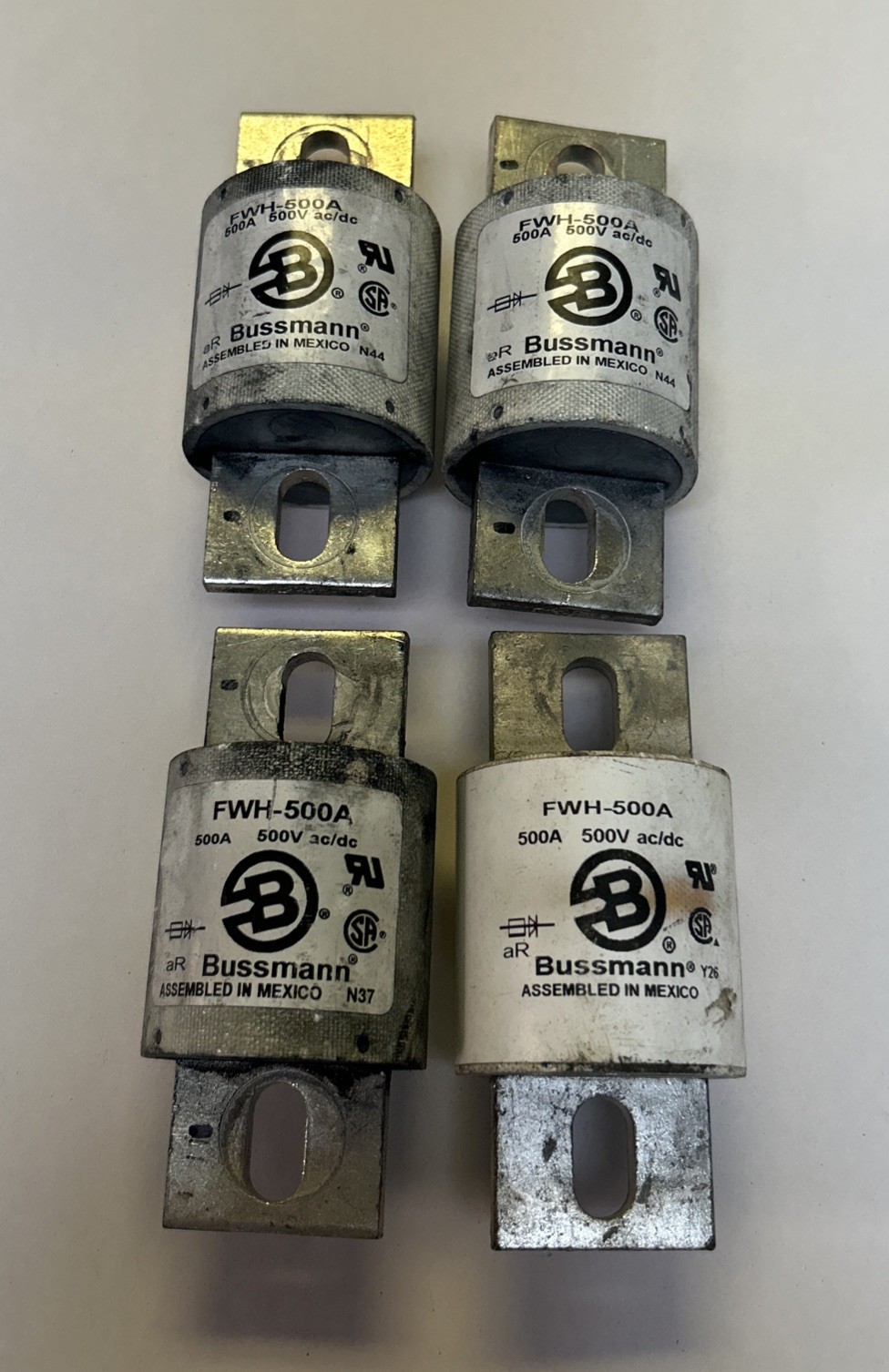 Used BUSSMANN,FWH-500A,FUSE 500A 500V AC/DC LOT OF 4