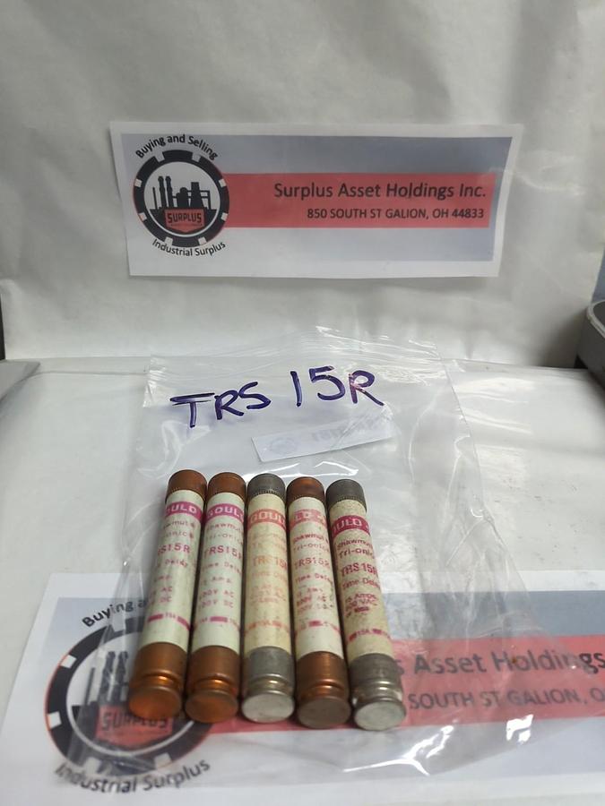 Used GOULD SHAWMUT,TRS-15R,TRI-ONIC 15R AMP FUSE LOT OF 5 PRE-OWNED