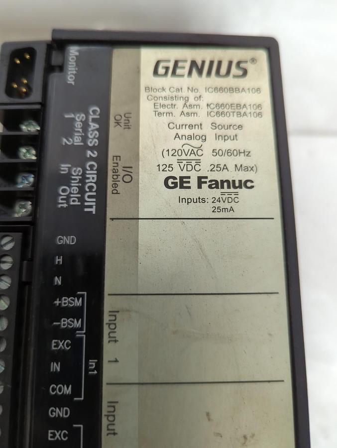 Used GE FANUC,IC660BBA106,GENIUS BLOCK ANALOG INPUT MODULE PRE-OWNED