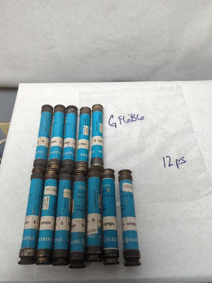 Used GENERAL ELECTRIC,GF6B6,CLASS K5 FUSE 6 AMP LOT OF 12 PRE-OWNED