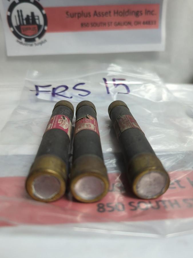 Used COOPER BUSSMANN,FRS-15,FUSETRON 15 AMP FUSE LOT OF 3 PRE-OWNED