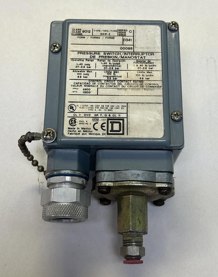 Used SQUARE D,9012GAW2,PRESSURE SWITCH