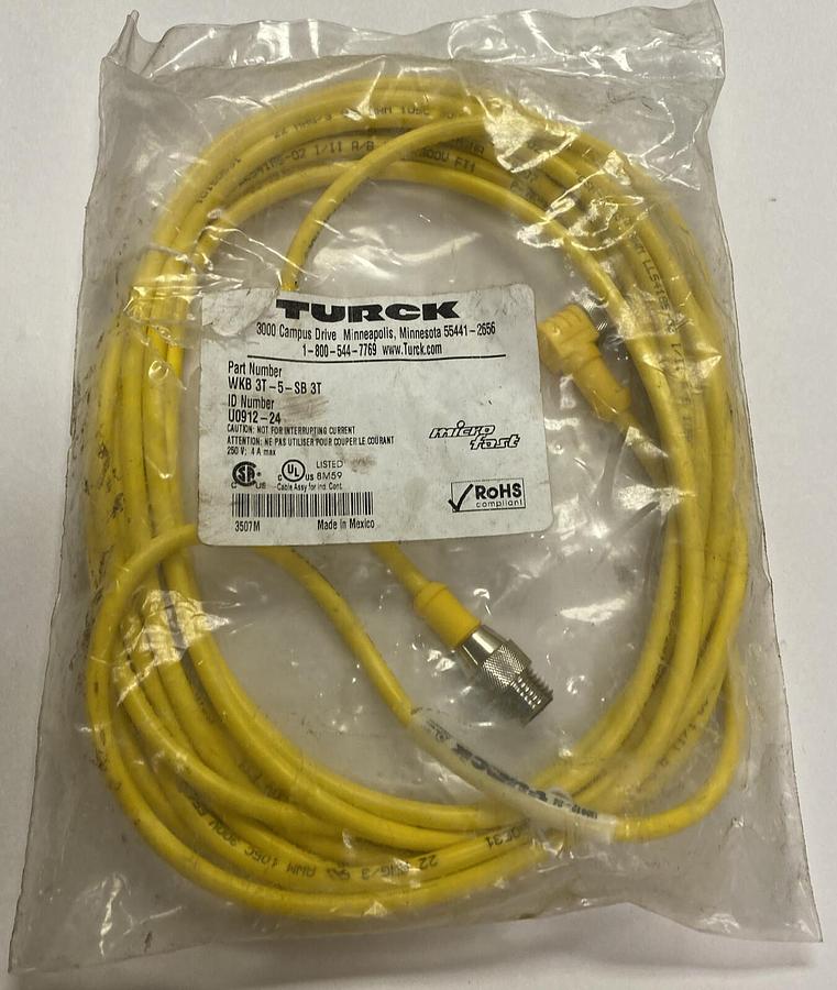 Used TURCK,WKB 3T-5-SB 3T,CORDSETS NOS