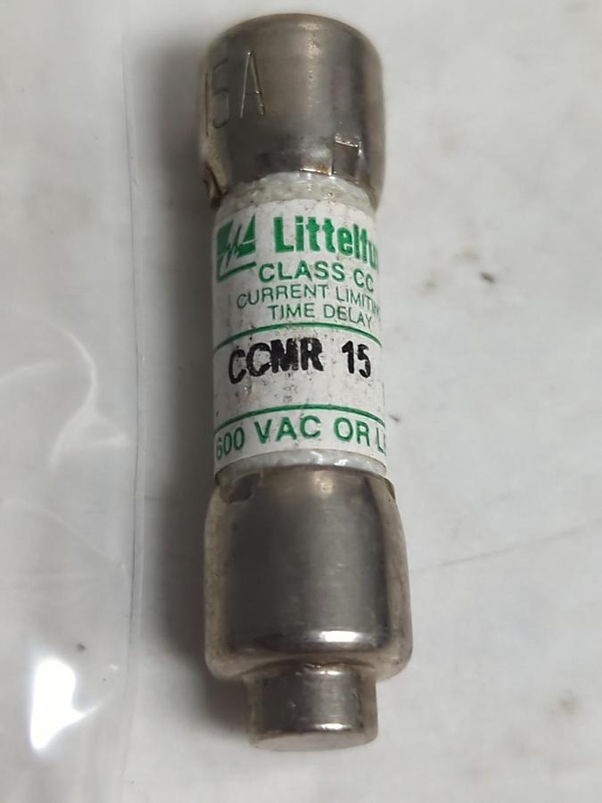 Used LITTELFUSE,CCMR15,CLASS CC 15 AMP FUSE LOT OF 6 PRE-OWNED