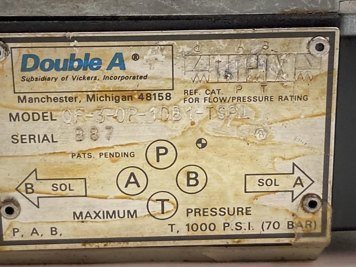 Used Double A,QF-3-0P-10B1-TSPL,Valve