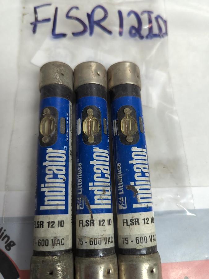 Used LITTELFUSE,FLSR12ID,INDICATOR 12 AMP FUSE LOT OF 3 PRE-OWNED