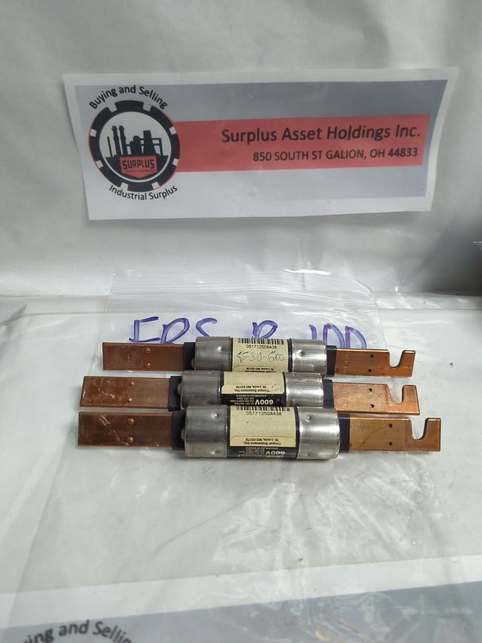 Used COOPER BUSSMANN,FRS-R-100,FUSETRON 100 AMP FUSE LOT OF 3 PRE-OWNED