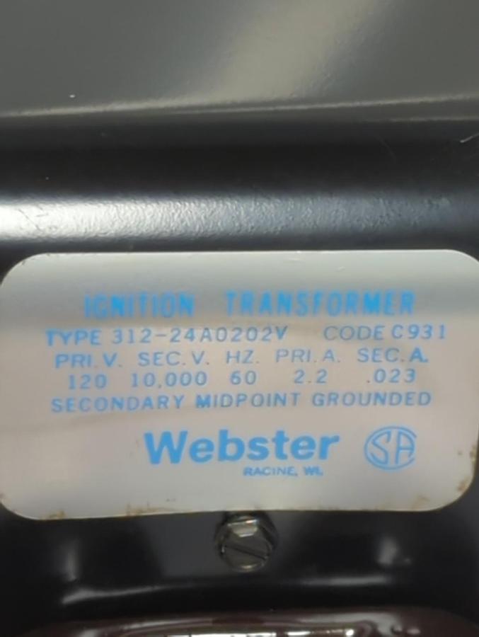 Used WEBSTER,312-24A0202V,IGNITION TRANSFORMER PRE-OWNED