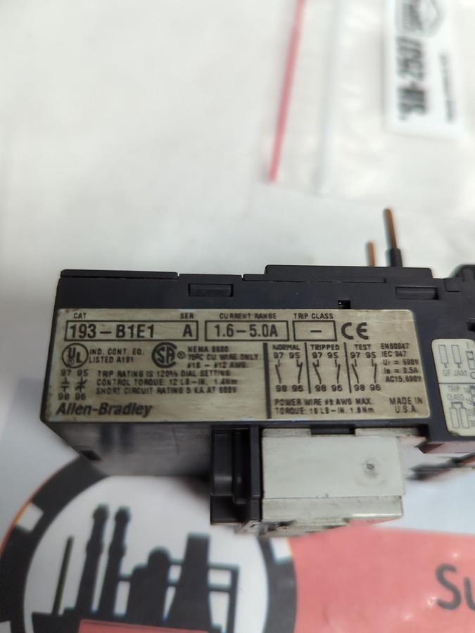 Used ALLEN BRADLEY,193-B1E1,OVERLOAD RELAY SERIES A 1.6-5.0A LOT OF 3 PRE-OWNED