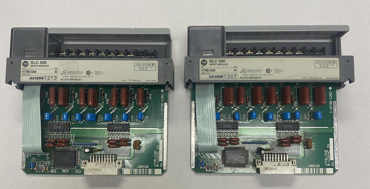 Used Allen-Bradley,1746-IA8,Ser A SLC 500 Input Module Lot Of 2