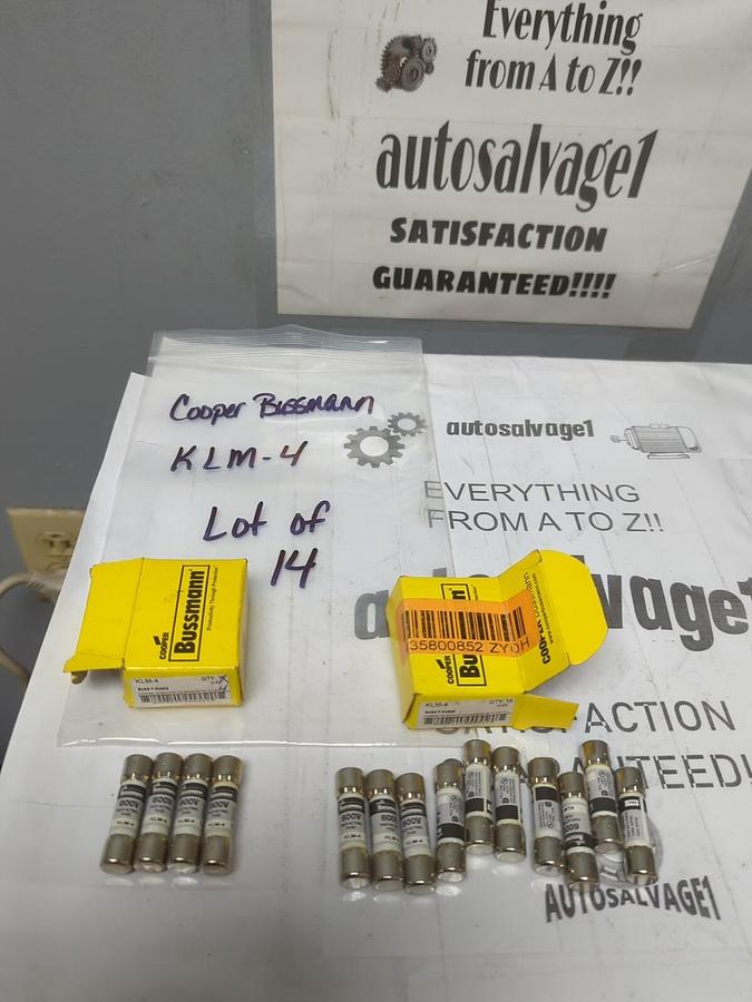 COOPER BUSSMANN,KLM-4,FAST ACTING 4 AMP FUSES LOT OF 14