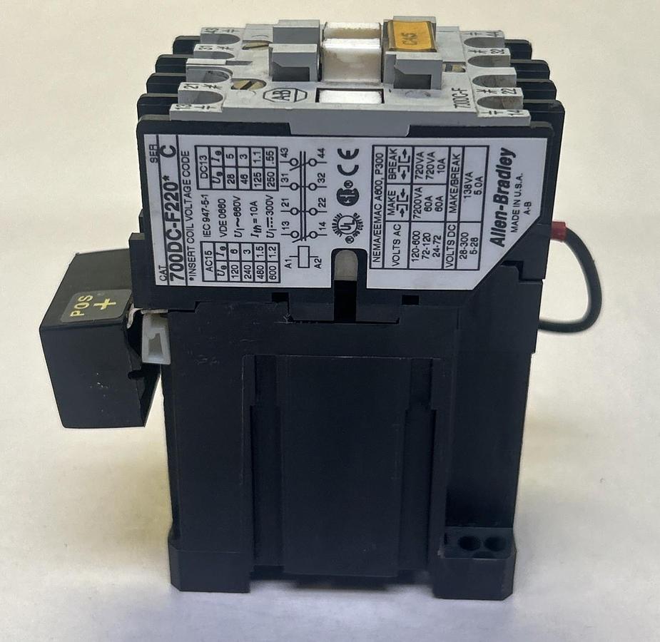Used ALLEN BRADLEY,700DC-F220,CONTACTOR 24VDC COIL