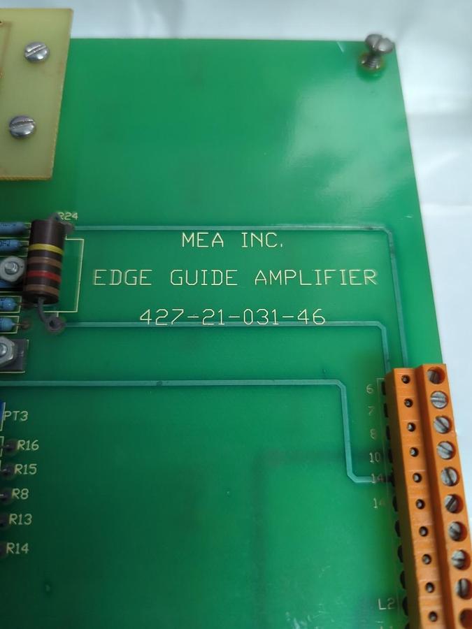 Used MEA INC.,427-21-031-46,EDGE GUIDE AMPLIFIER BOARD PRE-OWNED