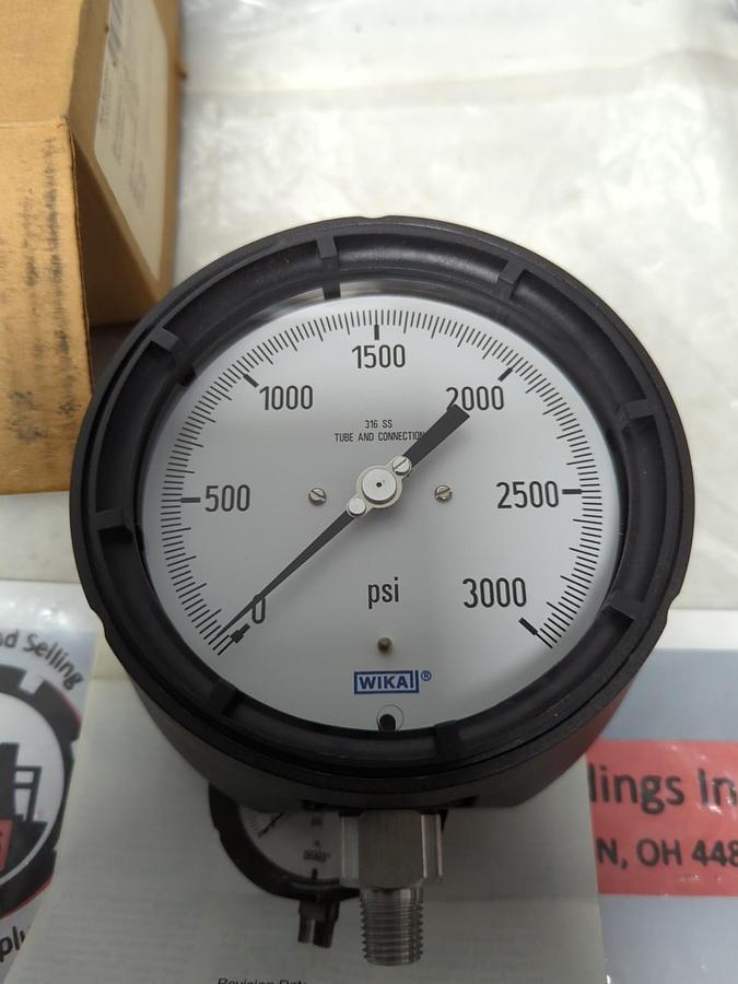 WIKA,TYPE 2XX.34,GAUGE 4-1/2 IN FACE 0-3000PSI NOS