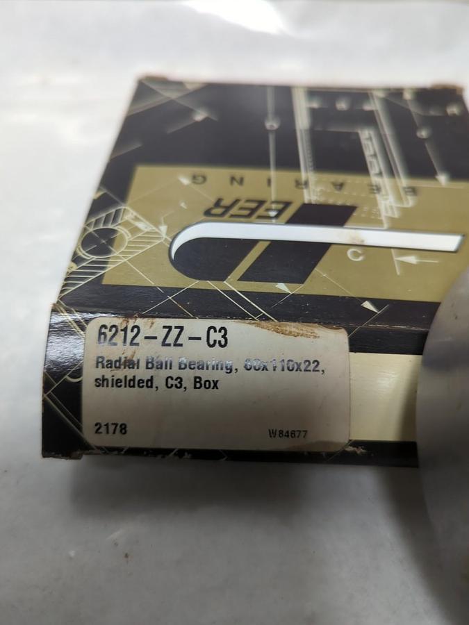 PEER,6212-ZZ-C3,METAL SHIELDED DEEP GROOVE BALL BEARING NOS