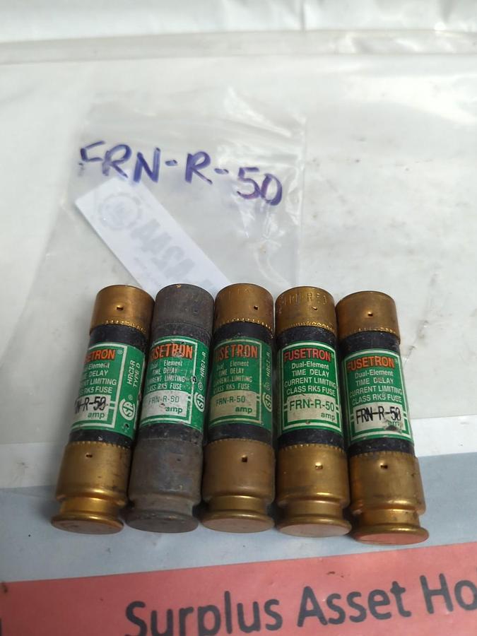 Used COOPER BUSSMANN,FRN-R-50,FUSETON FUSE 50 AMP LOT OF 5 PRE-OWNED