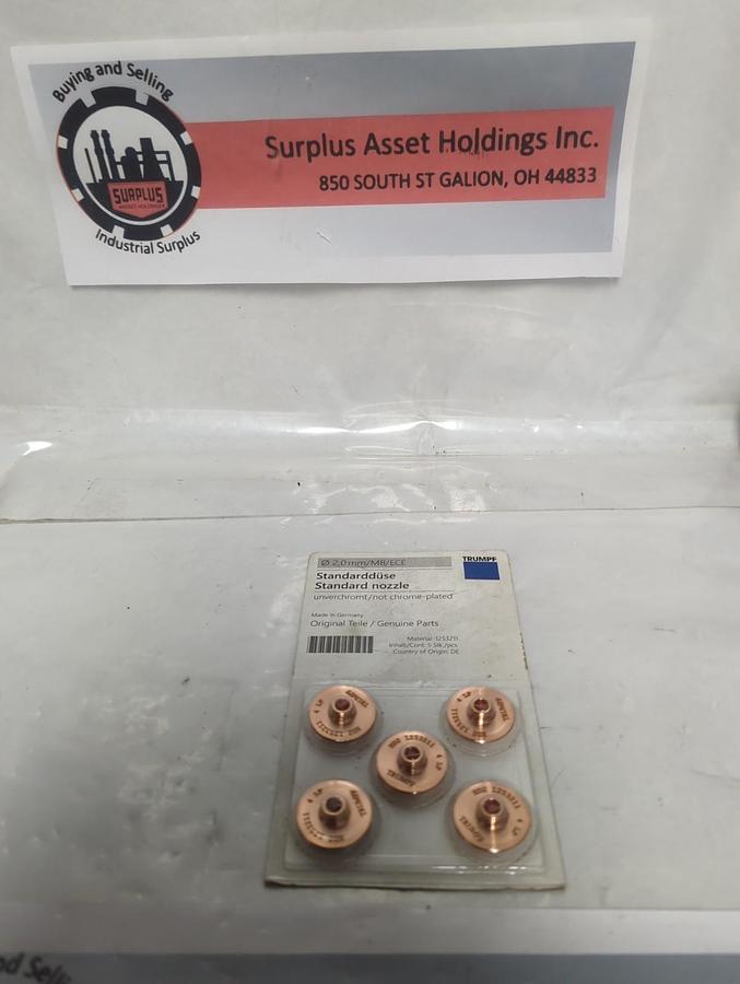 TRUMPF,1253211,CHROME PLATED LASER MACHINE NOZZLE 2.0MM/M8/ECE PACK OF 5 NOS