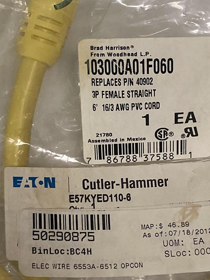 Eaton Cutler Hammer,E57KYED110-6,Eaton Cordset