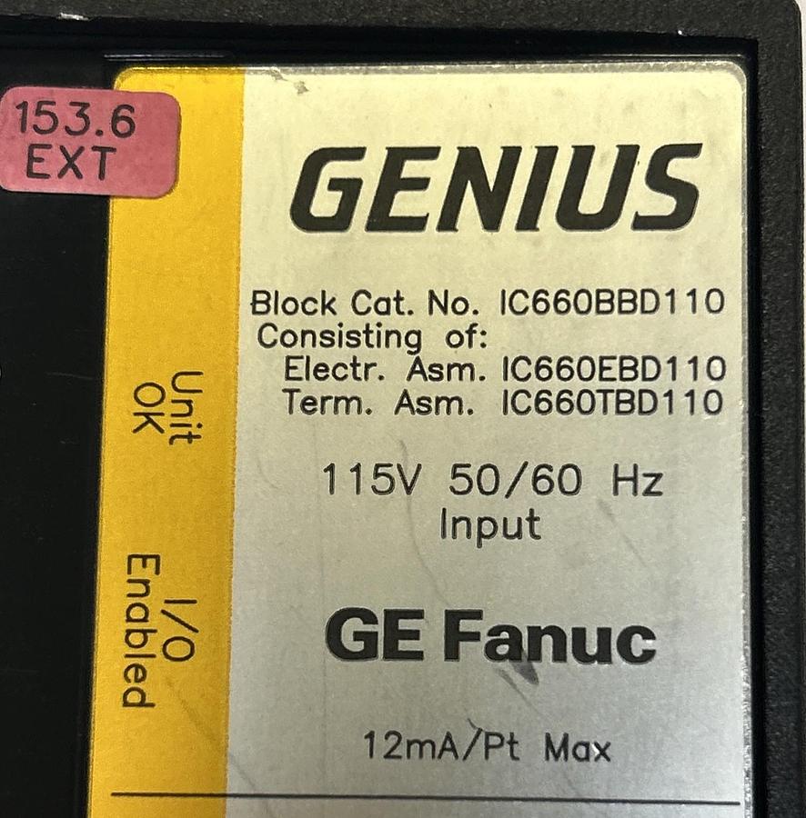 Used GE FANUC,IC660BBD110,GENIUS BLOCK I/O MODULE 115V