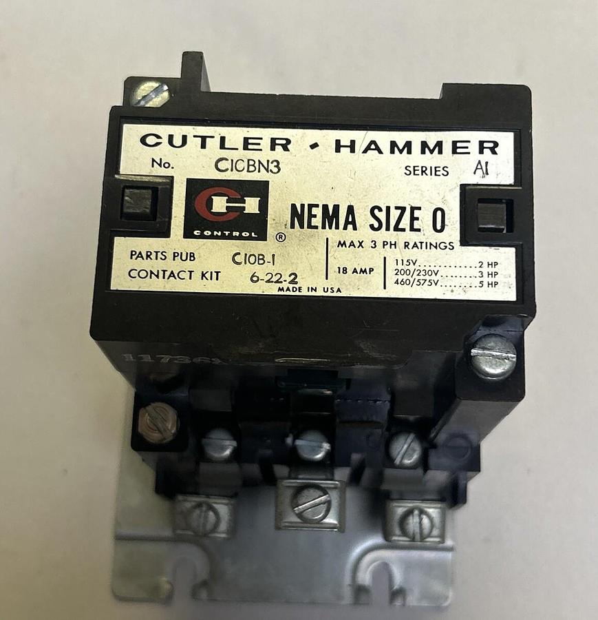 Used CUTLER HAMMER,C10B-1,CONTACTOR