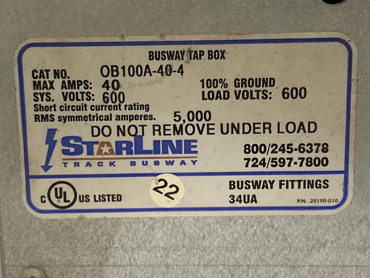 Used StarLine,OB100A-40-4,Busway Tap Box