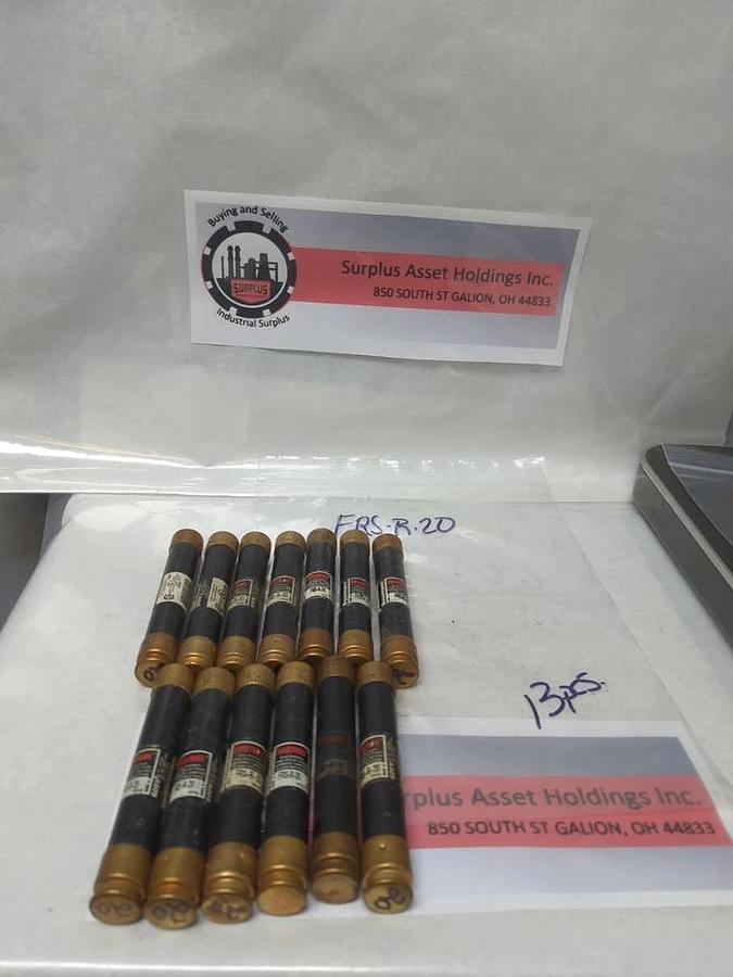 Used COOPER BUSSMAN,FRS-R-20,FUSETRON 20 AMP FUSE LOT OF 13 PRE-OWNED