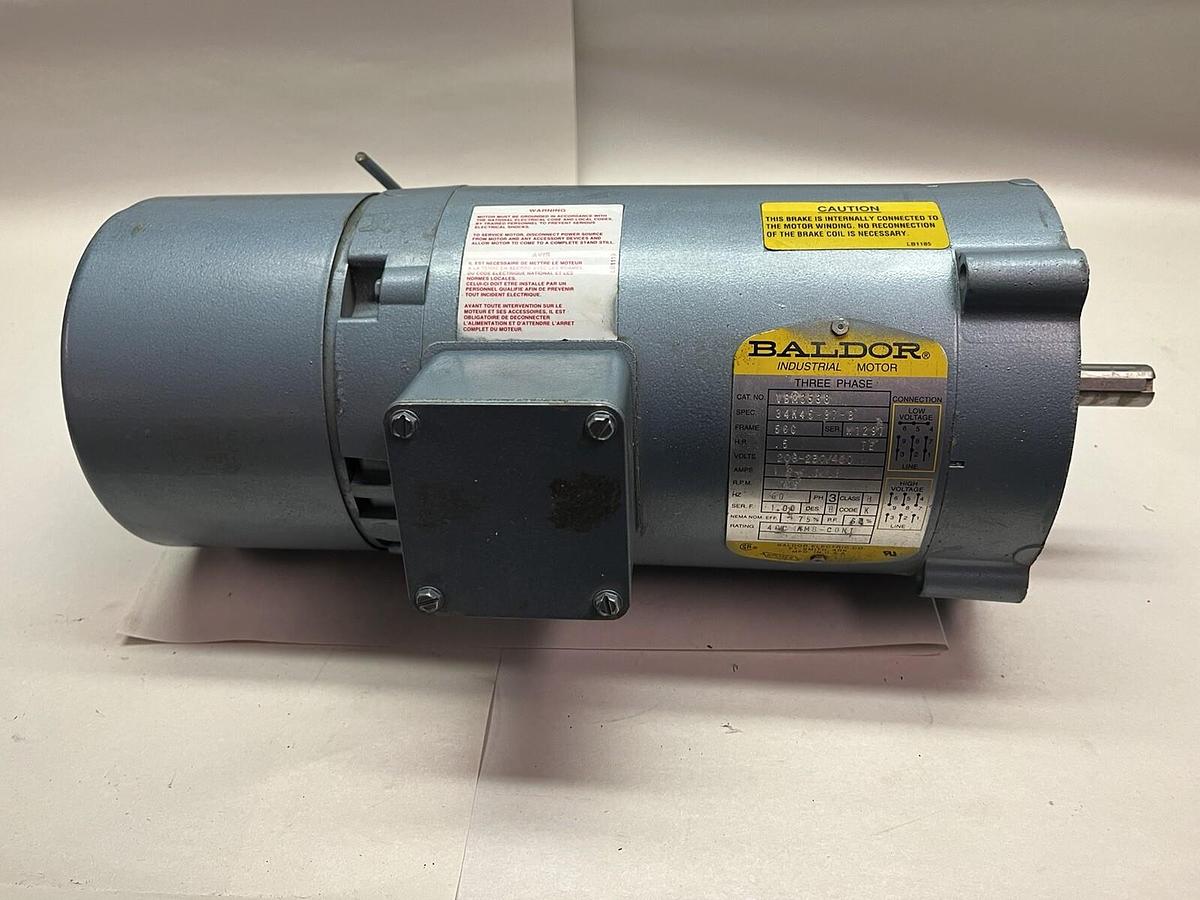 Used BALDOR,VBM3538,BRAKE MOTOR 1/2HP 3PH 1725RPM 56C