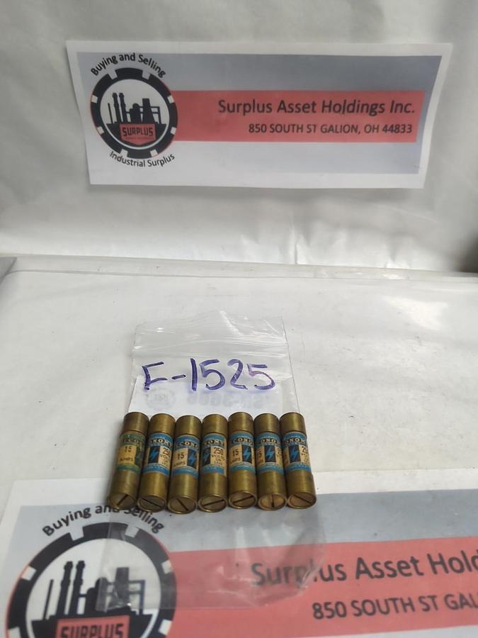ECONOMY,F-1525,RENEWABLE FUSE 15 AMP LOT OF 7 PRE-OWNED