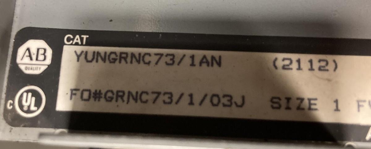 Used Allen-Bradley,2100 2112,Size 1 Fused MCC 12 Inch Starter Bucket