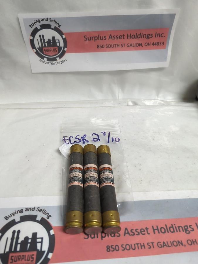 Used RELIANCE,ECSR-2-8/10,TIME-DELAY 2-8/10 AMP FUSE LOT OF 3 PRE-OWNED