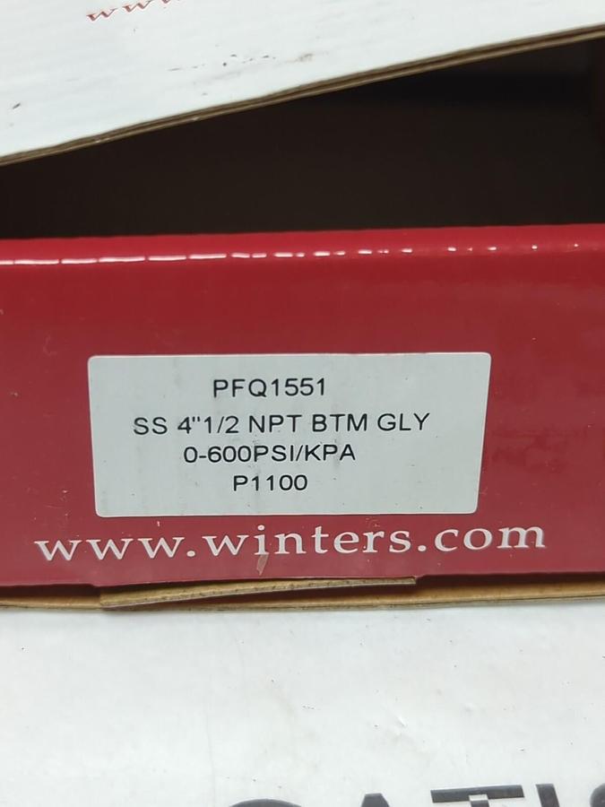WINTERS,PFQ1551,PRESSURE GAUGE SS 4-1/2 INNPT BTM 0-600PSI/KPA NOS
