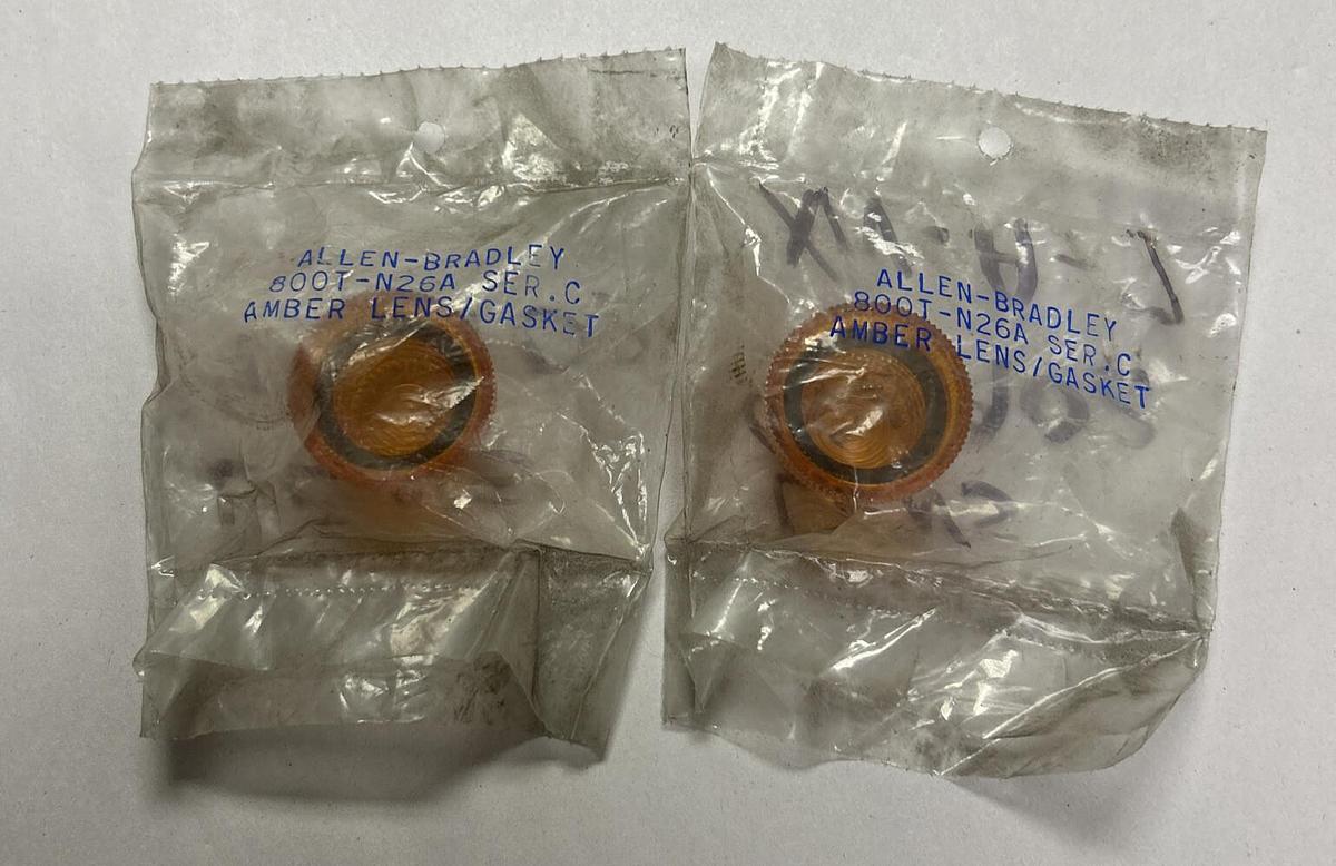 ALLEN BRADLEY,800T-N26A,AMBER LENS LOT OF 2 NEW