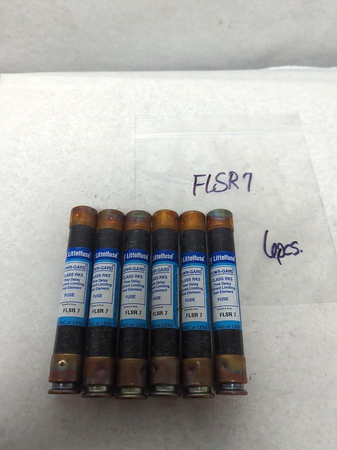 Used LITTELFUSE,FLSR7,INDICATOR 7 AMP FUSE LOT OF 6 PRE-OWNED